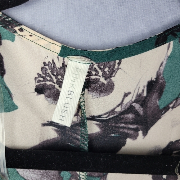 PinkBlush Green Floral Chiffon Long Plus Cover Up KIMONO Size M - Picture 4 of 11